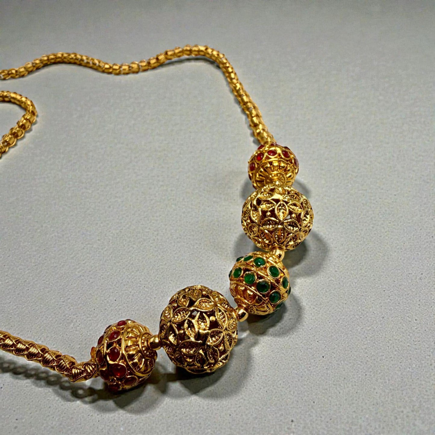 Traditional Gold Tone Necklace Set with Matching Earrings | Indian Wedding Jewelry Set | Ethnic Statement Jewelry