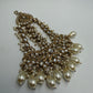 Gold Tone Kundan Style Statement Earrings with Pearl Drops | Bridal Indian Wedding Earrings | Traditional Festive Jewelry