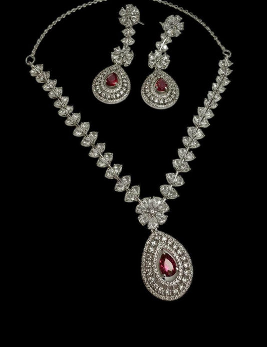 Luxury Teardrop Necklace Set with Matching Earrings | Bridal Statement Jewelry | Elegant Wedding & Evening Wear Set