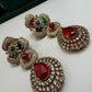 Multicolor Bridal Choker Necklace Set with Matching Earrings | Antique Gold Statement Wedding Jewelry