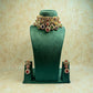 Multicolor Bridal Choker Necklace Set with Matching Earrings | Antique Gold Statement Wedding Jewelry