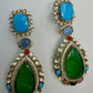 Multicolor Kundan Drop Earrings | Boho Statement Dangle Jewelry | Ethnic Bridal Long Earrings designer high end