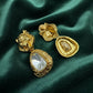 Vintage Gold Tiger Head Earrings • Crystal Drop Statement Jewelry
