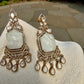 White Stone Earrings with Gemstones - Gold Tone Dangle Earrings high end designer JD-17