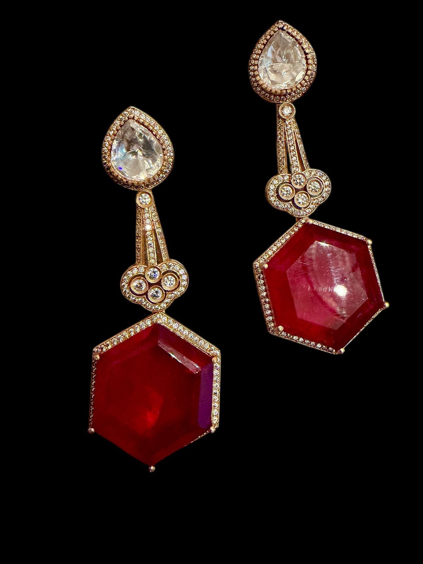 Gold Tone Teardrop Earrings | Bridal Statement Jewelry