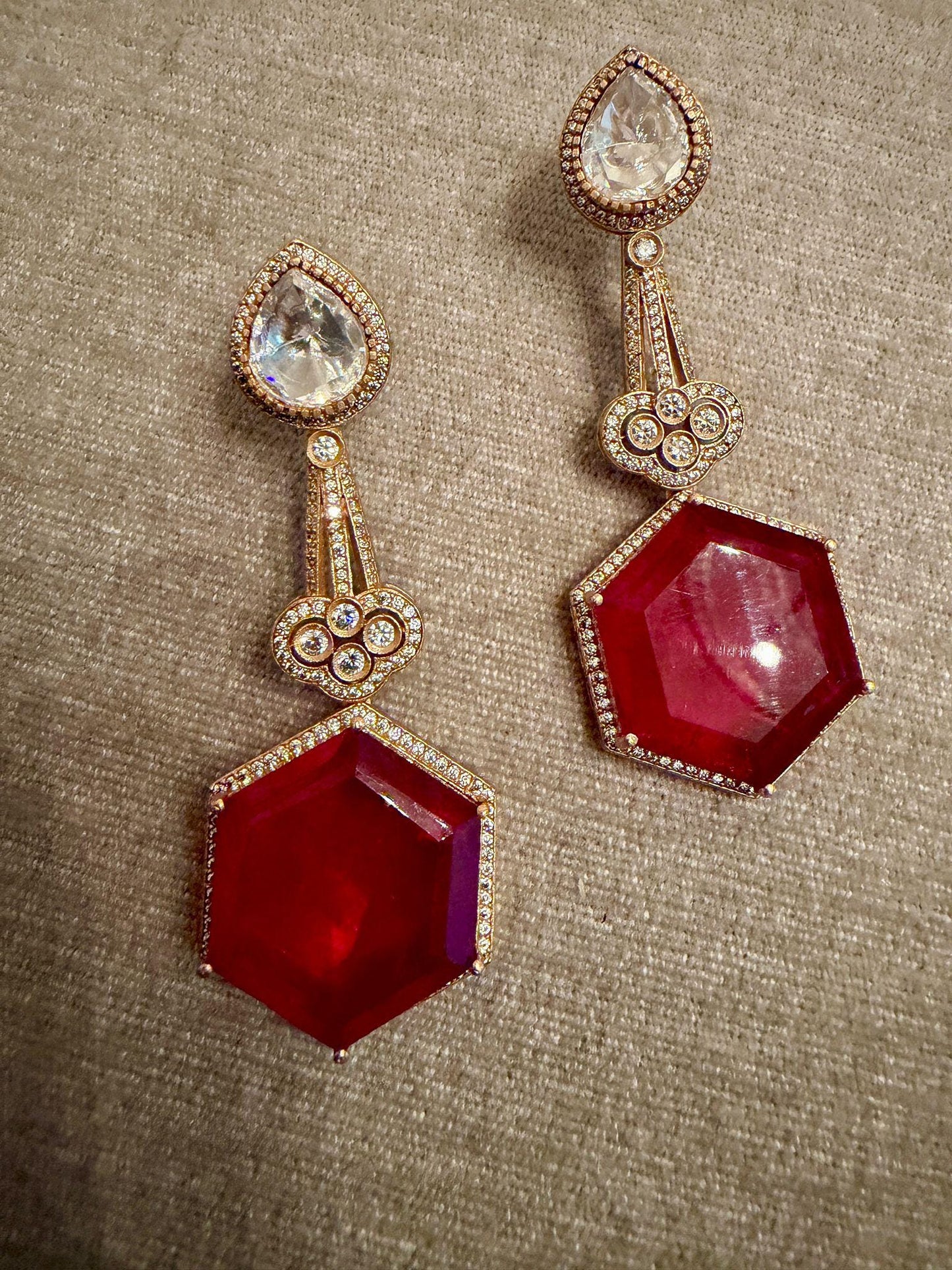 Gold Tone Teardrop Earrings | Bridal Statement Jewelry