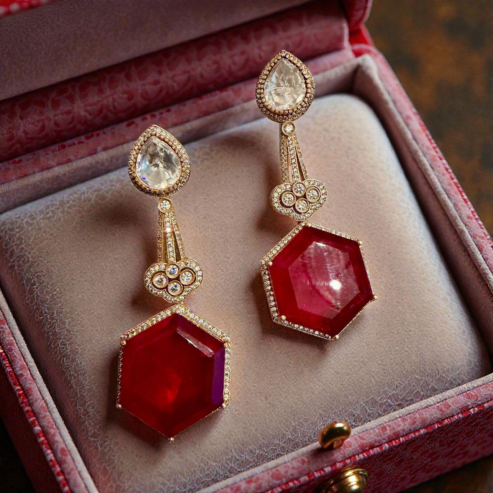 Gold Tone Teardrop Earrings | Bridal Statement Jewelry
