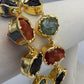 Raw natural Stone Bracelet • Handmade Multi Stone Gold Plated Bracelet • Organic Statement Bracelet • Toggle Clasp Jewelry