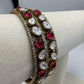 Gold Statement Bangle Set with Red & Clear Crystal Accents • Traditional Wedding Bangles • Festive Indian Jewelry