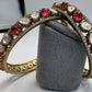 Gold Statement Bangle Set with Red & Clear Crystal Accents • Traditional Wedding Bangles • Festive Indian Jewelry