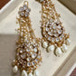 Exquisite Kundan Chandbali Earrings with Pearl Drops - Traditional Indian Jewelry