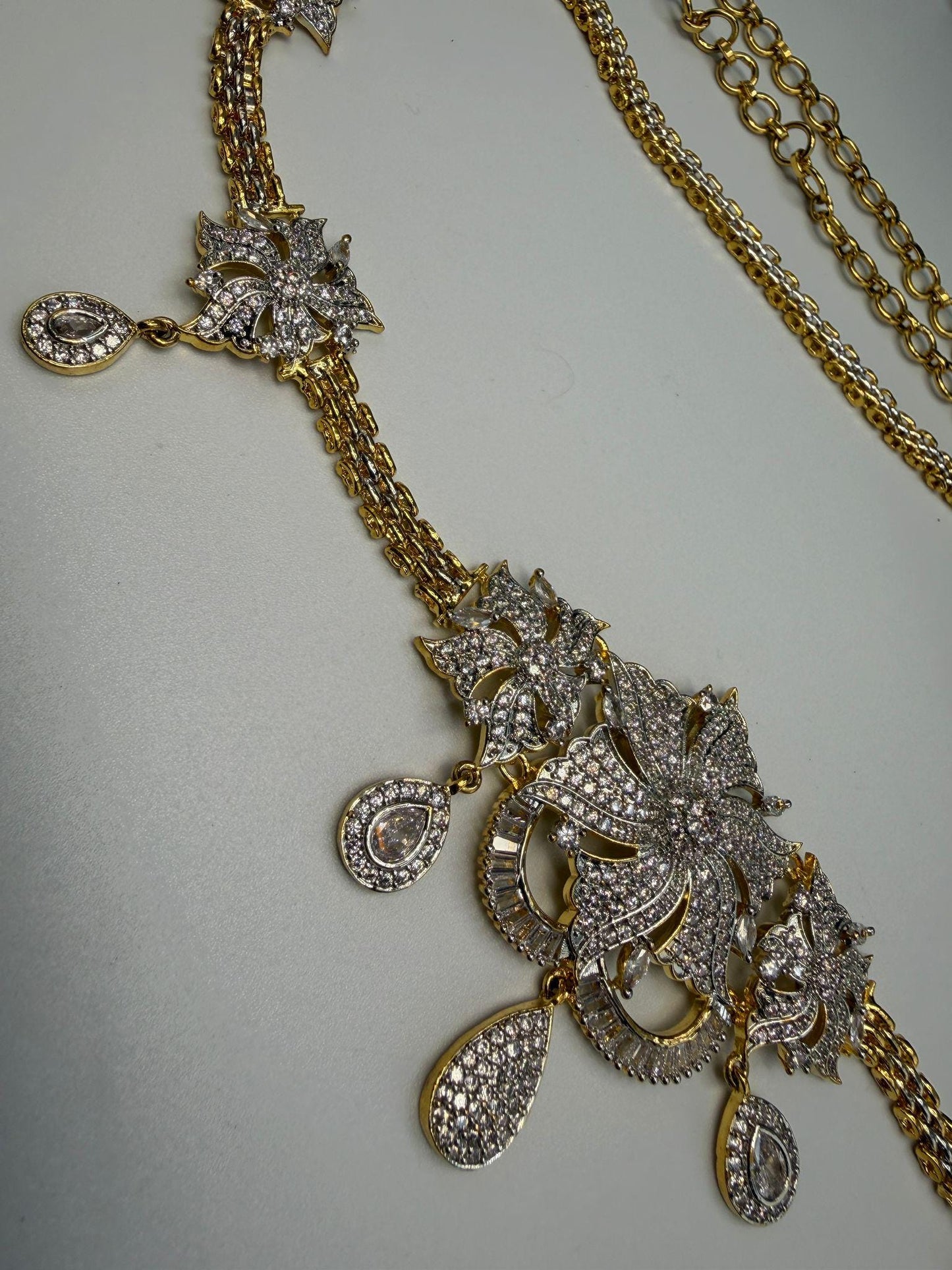 Gold Tone Floral Waist Chain Belt • Embellished Bridal Kamarbandh • Adjustable Wedding Jewelry