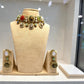 Gold Tone Multicolor Choker Necklace Set with Earrings | Bridal Statement Jewelry for Wedding & Festive Wear