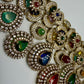 Multicolor Bridal Choker Necklace Set with Matching Earrings | Antique Gold Statement Wedding Jewelry