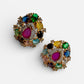 Gold Tone Teardrop Pendant & Stud Earrings Set | Multi-Color Stones