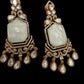 White Stone Earrings with Gemstones - Gold Tone Dangle Earrings high end designer JD-17
