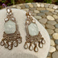 White Stone Earrings with Gemstones - Gold Tone Dangle Earrings high end designer JD-17