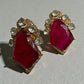 Blush Statement Earrings | Gold Tone Designer Drop Earrings | Vintage Inspired Party & Wedding Jewelry