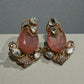 Blush Statement Earrings | Gold Tone Designer Drop Earrings | Vintage Inspired Party & Wedding Jewelry