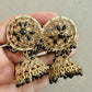 Gold Tone Jhumka Earrings | Pearl Beaded Statement Earrings | Bridal and Festive Indian Jewelry