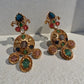 Gold Tone Multicolor Statement Earrings | Festive Wedding Jewelry