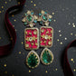 Gold Tone Enamel Drop Earrings | Indian Bridal Jewelry