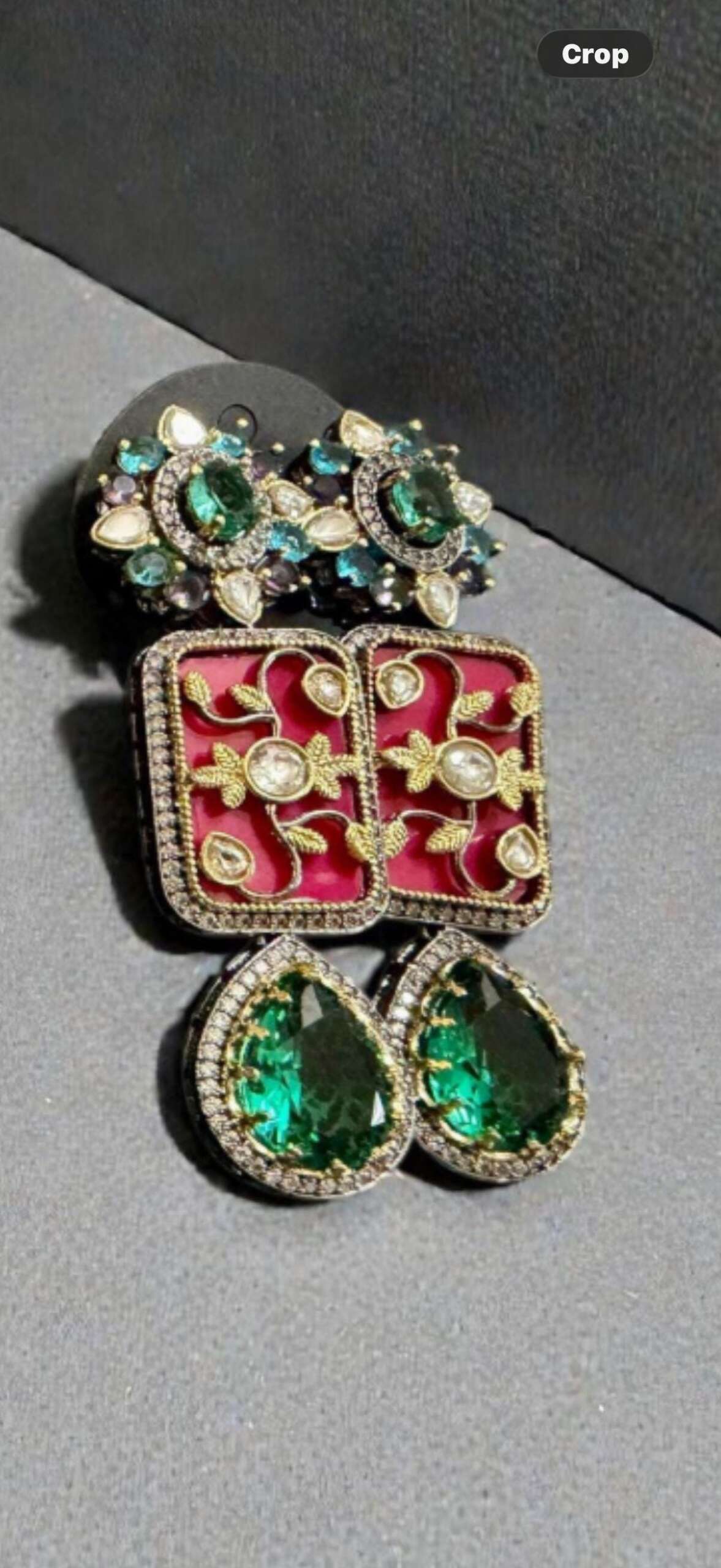 Gold Tone Enamel Drop Earrings | Indian Bridal Jewelry