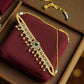 New bold statement choker/necklace emerald green with pearls and ad stones -gold plated .