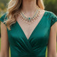 New bold statement choker/necklace emerald green with pearls and ad stones -gold plated .