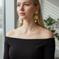 Gold Earrings with Pearl Drops | Elegant designer with crystal stone.
