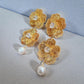 Gold Earrings with Pearl Drops | Elegant designer with crystal stone.