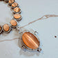 Bollywood Indian AD Jewelry Set, Peach Grey Stone, Rhodium Finish