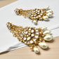 Exquisite Kundan Chandbali Earrings with Pearl Drops - Traditional Indian Jewelry