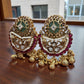 Maha Rani Gold plated antique finish kundan bold dual ring