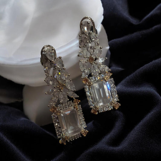 Emerald Cut Crystal Drop Earrings | Bridal Statement Jewelry