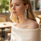 Crystal Leaf Drop Earrings | Silver Tone Bridal Jewelry