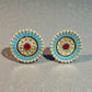 Turquoise Pearl Kundan Stud Earrings | Indian Bridal Jewelry