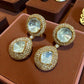 Gold Tone Double Drop Earrings | Clear Stone Pavé Bridal Jewelry