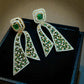 Emerald Green Dangle Earrings | Gold Tone Geometric Crystal Bridal Jewelry
