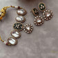 Green & Ivory Kundan Necklace Set | Gold Traditional Bridal Necklace with Earrings | Indian Wedding Jewelry