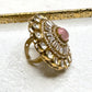 Maha Rani Gold plated antique finish kundan bold ring