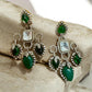 Emerald Green Kundan Chandelier Earrings | Gold CZ Statement Bridal Earrings | Indian Wedding Jewelry
