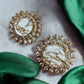 White Stone Sunburst Stud Earrings | Gold CZ Statement Studs | Bridal & Party Jewelry