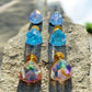 Iridescent Swarovski Stud  Earrings | Geometric  Earrings | Minimal Statement Jewelry