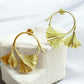 Ginkgo Leaf Hoop Earrings | Botanical Statement Earrings | Minimal Nature Inspired Jewelry