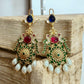 Gold Tone Kundan Pearl Drop Earrings | Multicolor Bridal Statement Earrings | Traditional Indian Wedding Jewelry