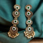 Gold Tone Green Kundan Long Earrings | Pearl Drop Indian Earrings | Traditional Bridal Ethnic Jewelry