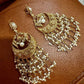 Royal Pearl Crescent Chandelier Earrings | Long Indian Jhumka Earrings | Bridal Traditional Jewelry women gift