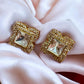 Vintage Square Kundan Stud Earrings | Crystal Statement Studs | Indian Minimal Jewelry