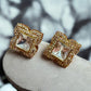 Vintage Square Kundan Stud Earrings | Crystal Statement Studs | Indian Minimal Jewelry